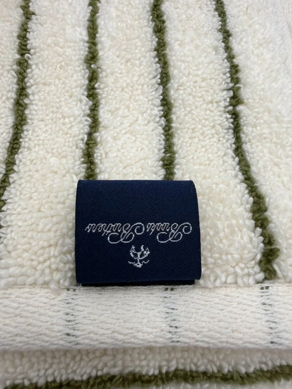 8pc BROOKS BROTHERS Premium Towel Set Striped Ivory & Green NWT